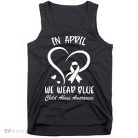We Wear Blue Child Abuse Prevention Month Leopard Rainbow Tank Top thumb 0