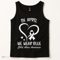 We Wear Blue Child Abuse Prevention Month Leopard Rainbow Tank Top thumb 2