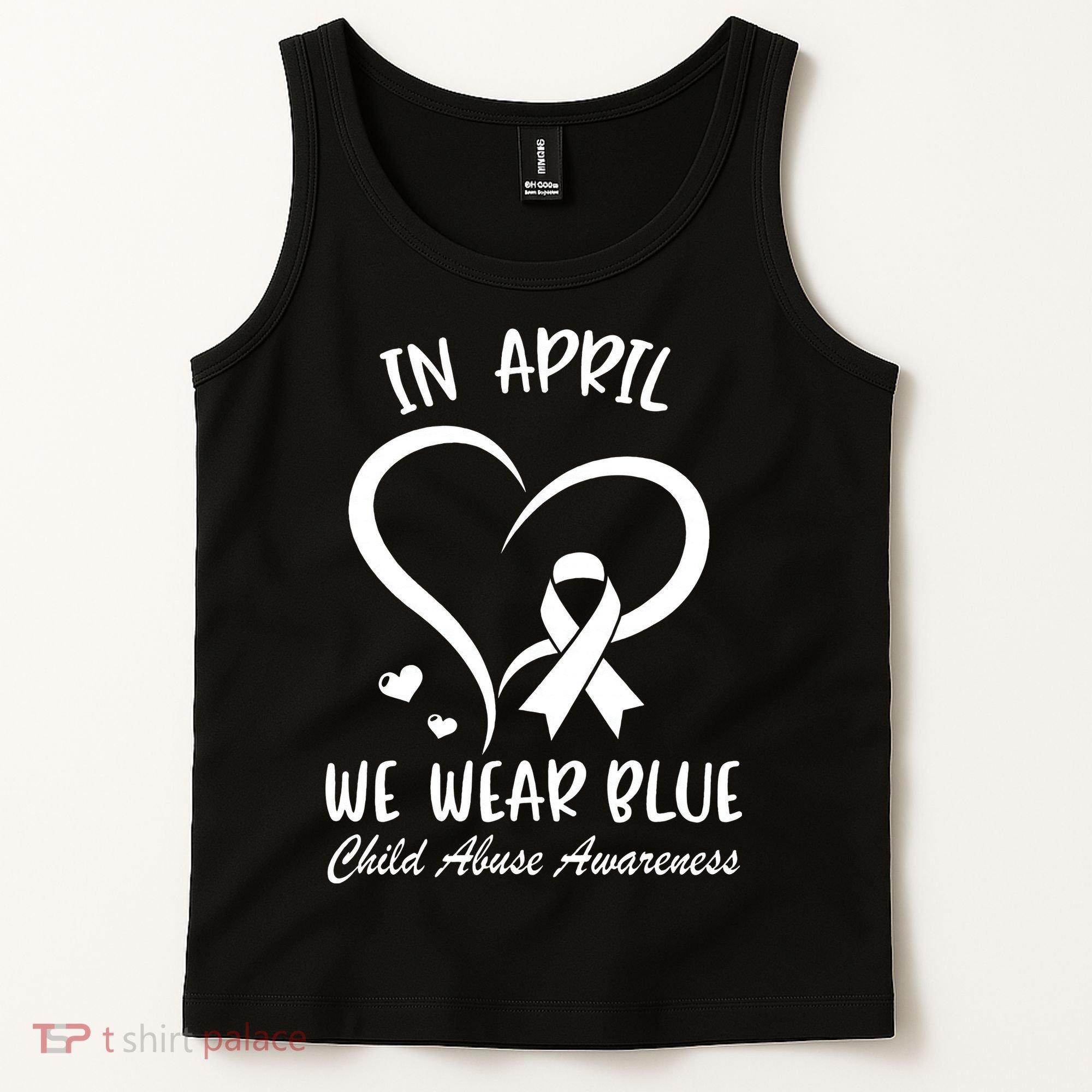 We Wear Blue Child Abuse Prevention Month Leopard Rainbow Tank Top