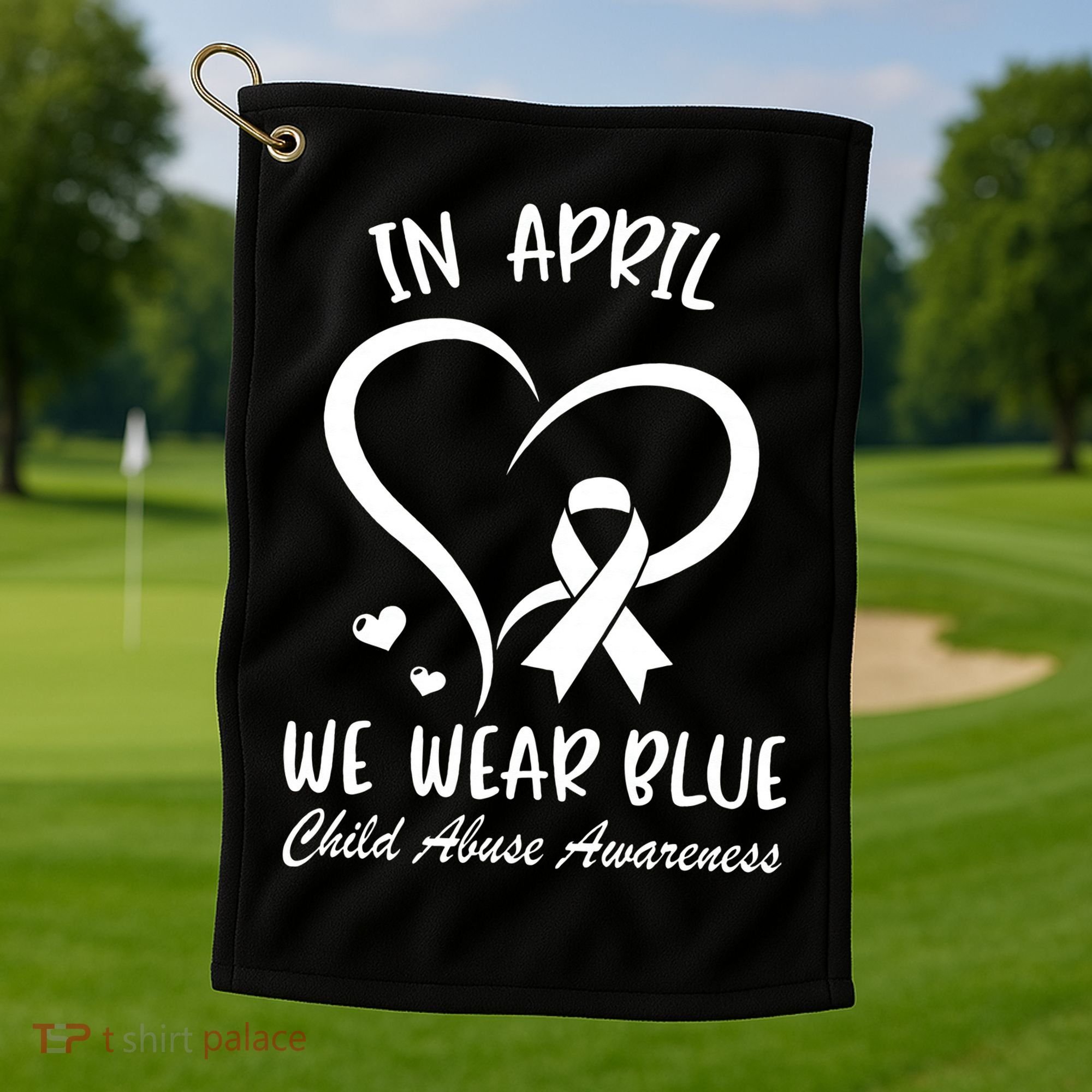 We Wear Blue Child Abuse Prevention Month Leopard Rainbow Golf Towel