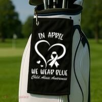 We Wear Blue Child Abuse Prevention Month Leopard Rainbow Golf Towel thumb 2