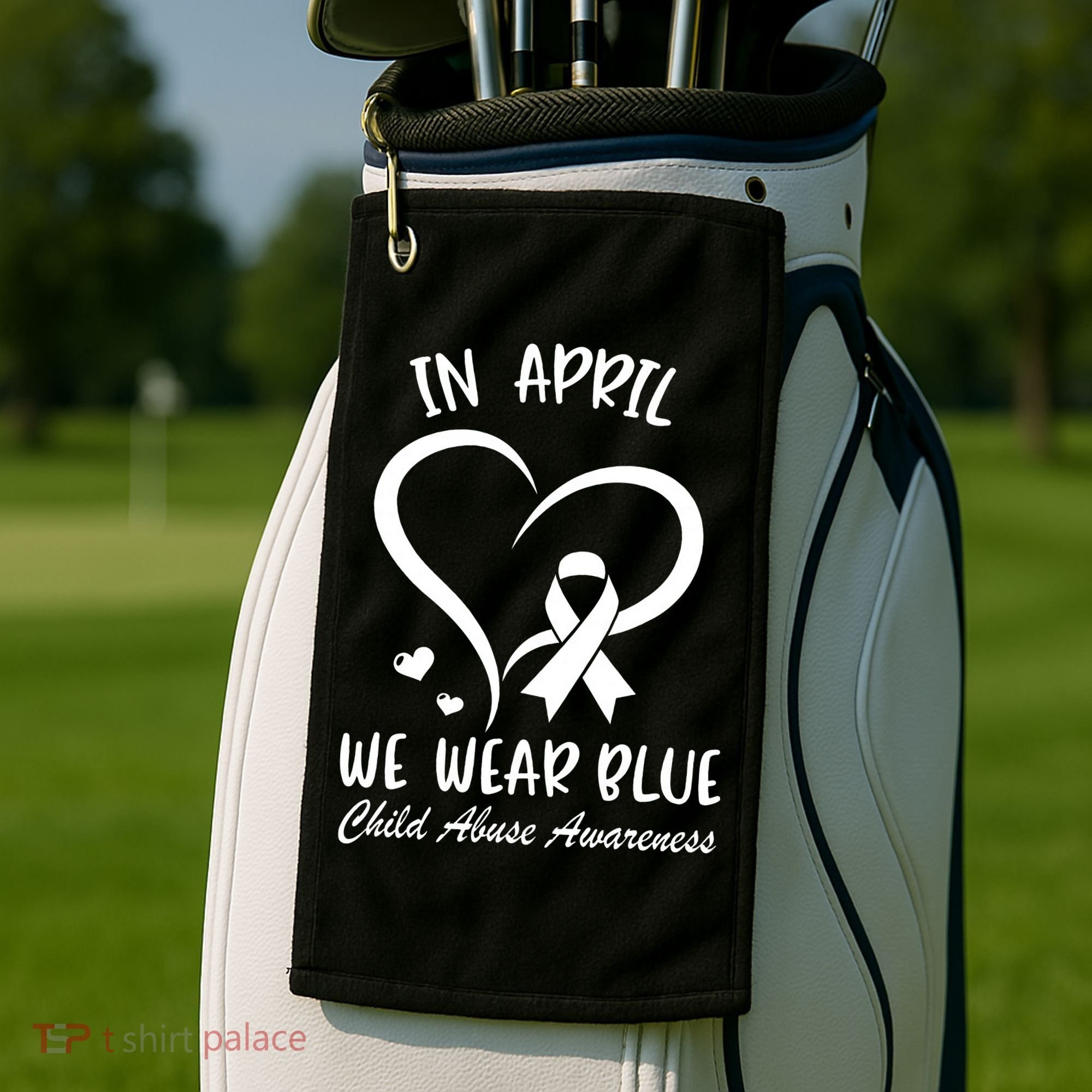 We Wear Blue Child Abuse Prevention Month Leopard Rainbow Golf Towel