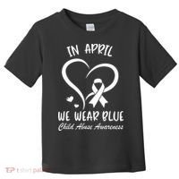 We Wear Blue Child Abuse Prevention Month Leopard Rainbow Toddler T-Shirt thumb 0