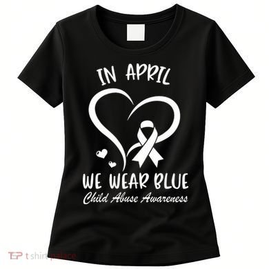 We Wear Blue Child Abuse Prevention Month Leopard Rainbow Women's T-Shirt