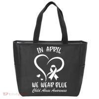 We Wear Blue Child Abuse Prevention Month Leopard Rainbow Tote Bag thumb 0