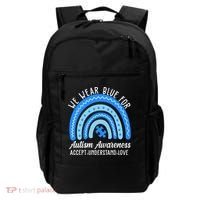 We Wear Blue For Autism Awareness Puzzle Rainbow Backpack thumb 0