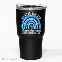 We Wear Blue For Autism Awareness Puzzle Rainbow Tumbler thumb 0
