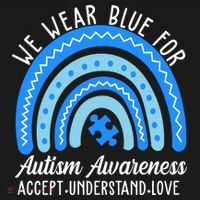 We Wear Blue For Autism Awareness Puzzle Rainbow Ornament thumb 1