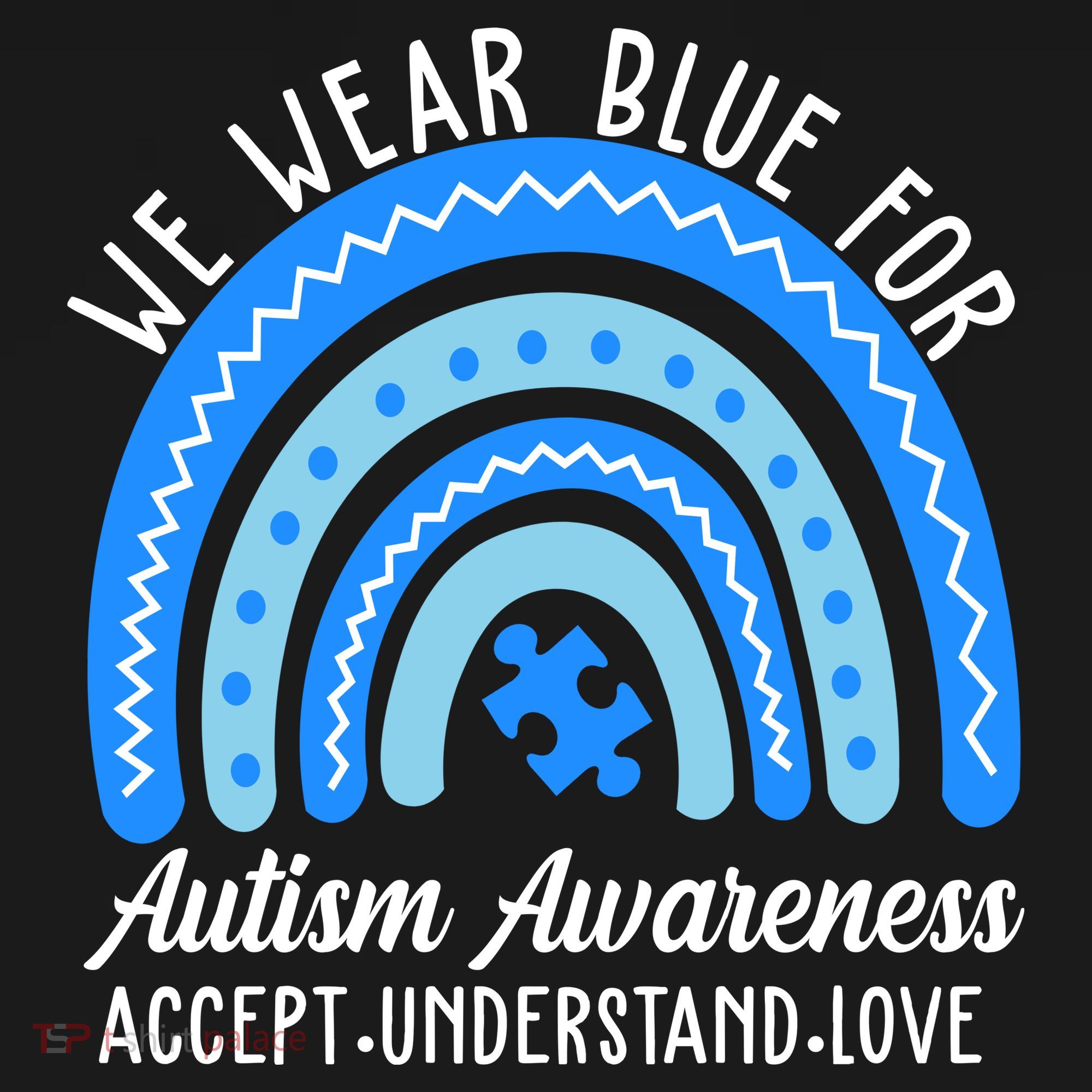 We Wear Blue For Autism Awareness Puzzle Rainbow Ornament