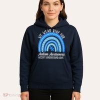We Wear Blue For Autism Awareness Puzzle Rainbow Hoodie thumb 5