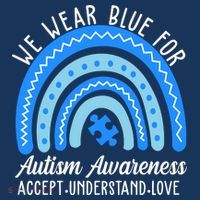 We Wear Blue For Autism Awareness Puzzle Rainbow Hoodie thumb 7