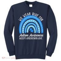 We Wear Blue For Autism Awareness Puzzle Rainbow Sweatshirt thumb 0