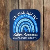 We Wear Blue For Autism Awareness Puzzle Rainbow Coaster thumb 0