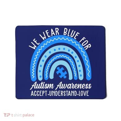 We Wear Blue For Autism Awareness Puzzle Rainbow Mousepad