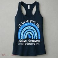 We Wear Blue For Autism Awareness Puzzle Rainbow Women's Tank Top thumb 3