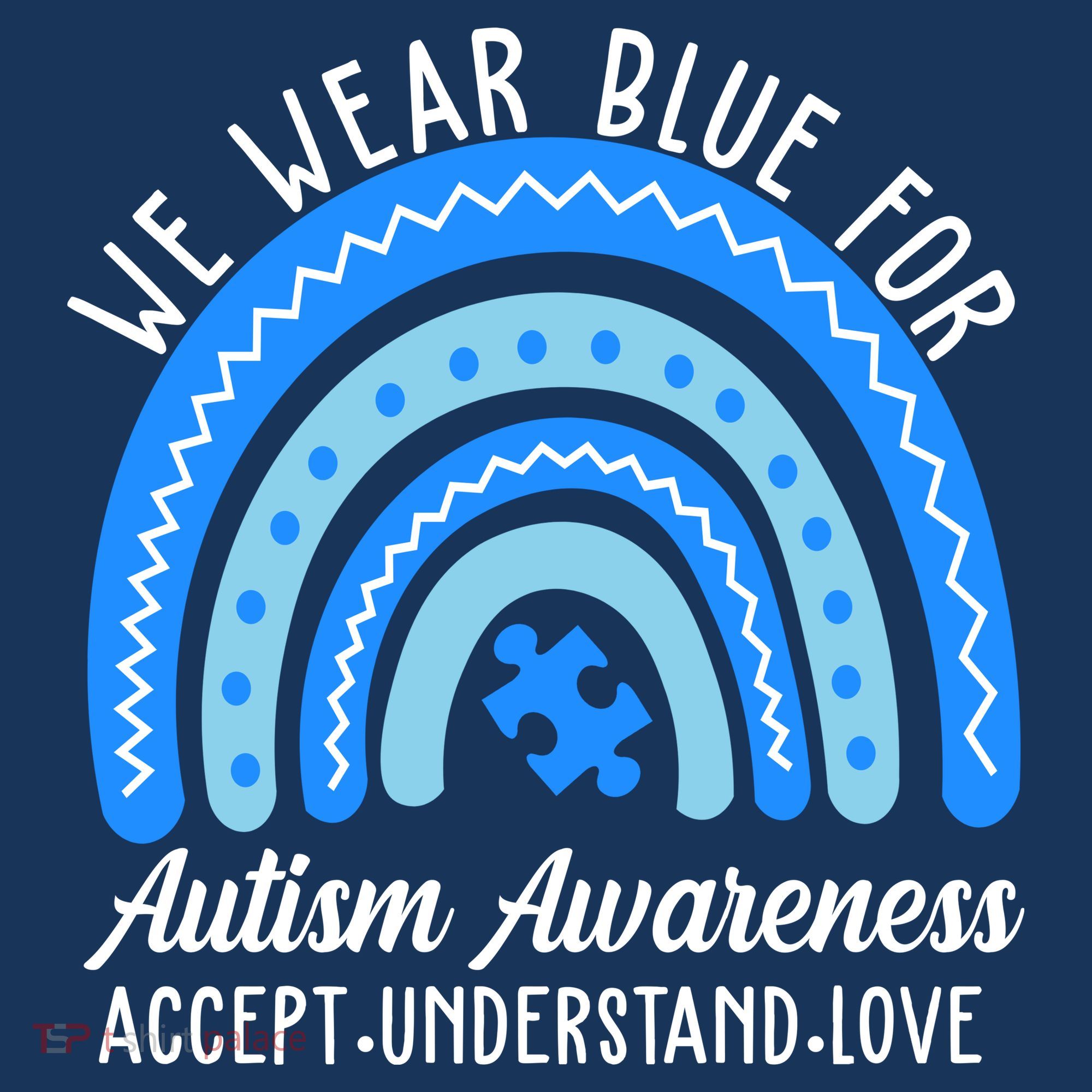 We Wear Blue For Autism Awareness Puzzle Rainbow Baby Bodysuit