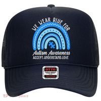 We Wear Blue For Autism Awareness Puzzle Rainbow Hat thumb 0