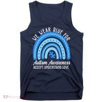 We Wear Blue For Autism Awareness Puzzle Rainbow Tank Top thumb 0
