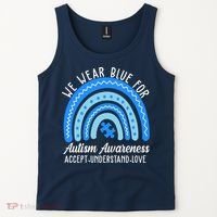 We Wear Blue For Autism Awareness Puzzle Rainbow Tank Top thumb 2