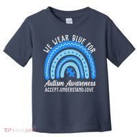 We Wear Blue For Autism Awareness Puzzle Rainbow Toddler T-Shirt thumb 0