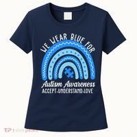 We Wear Blue For Autism Awareness Puzzle Rainbow Women's T-Shirt thumb 0