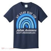 We Wear Blue For Autism Awareness Puzzle Rainbow Kids T-Shirt thumb 0