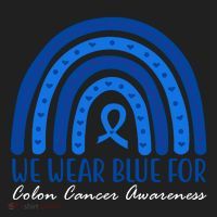 We Wear Blue For Colon Cancer Awareness Rainbow Ribbon Women's Sweatshirt thumb 2