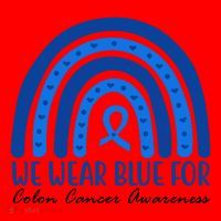 We Wear Blue For Colon Cancer Awareness Rainbow Ribbon Santa Hat thumb 1