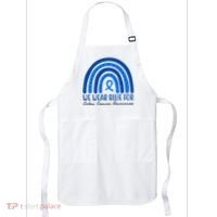 We Wear Blue For Colon Cancer Awareness Rainbow Ribbon Apron thumb 0