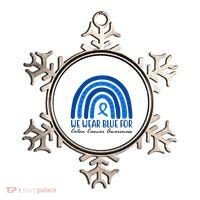 We Wear Blue For Colon Cancer Awareness Rainbow Ribbon Ornament thumb 0