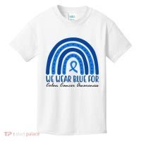 We Wear Blue For Colon Cancer Awareness Rainbow Ribbon Kids T-Shirt thumb 0