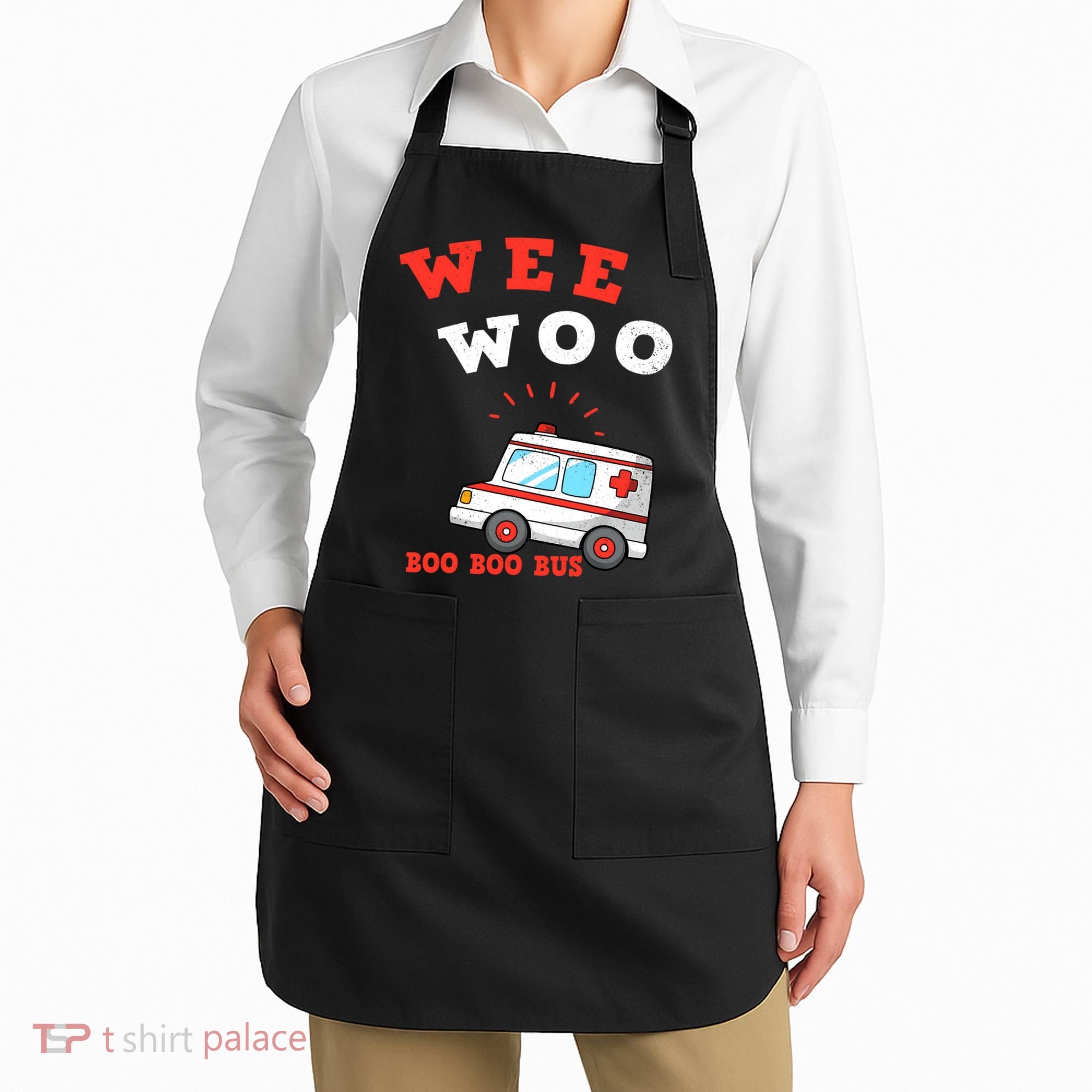 Wee Woo Boo Boo Bus Ambulance Funny EMS EMT Paramedic Gift Apron