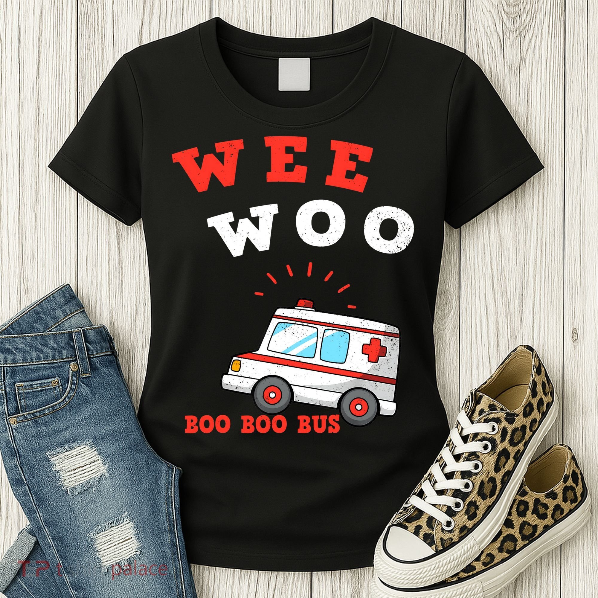 Wee Woo Boo Boo Bus Ambulance Funny EMS EMT Paramedic Gift Women's T-Shirt