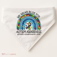 We Wear Blue For Autism Awareness USA-Made Doggie Bandana thumb 0