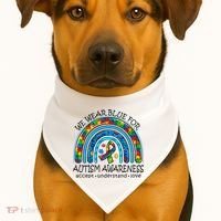 We Wear Blue For Autism Awareness USA-Made Doggie Bandana thumb 1