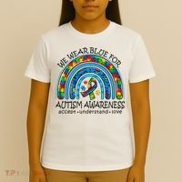 We Wear Blue For Autism Awareness T-Shirt thumb 4