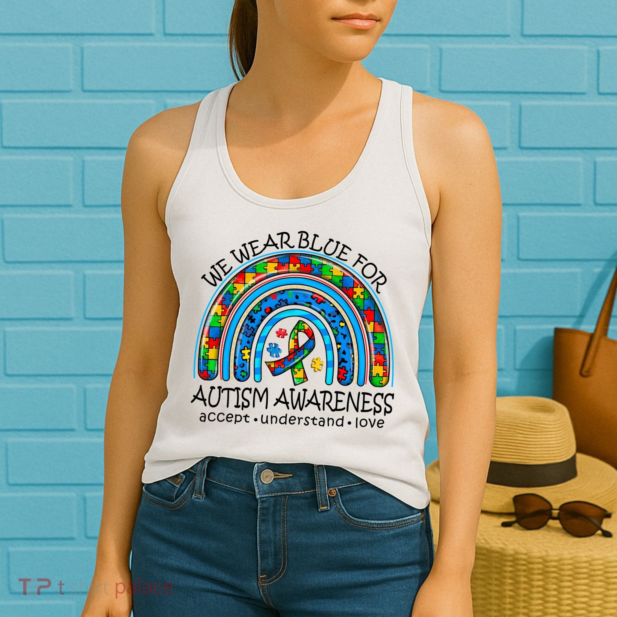 We Wear Blue For Autism Awareness Women's Tank Top