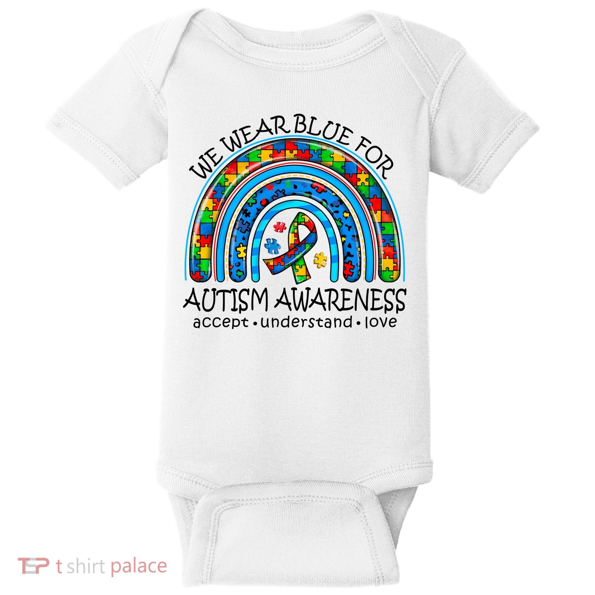 We Wear Blue For Autism Awareness Baby Bodysuit