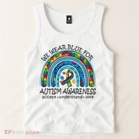 We Wear Blue For Autism Awareness Tank Top thumb 2