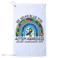 We Wear Blue For Autism Awareness Golf Towel thumb 0