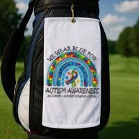 We Wear Blue For Autism Awareness Golf Towel thumb 2