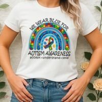 We Wear Blue For Autism Awareness Women's T-Shirt thumb 2