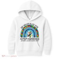 We Wear Blue For Autism Awareness Kids Hoodie thumb 0