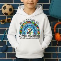 We Wear Blue For Autism Awareness Kids Hoodie thumb 2