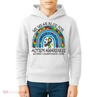 We Wear Blue For Autism Awareness Kids Hoodie thumb 4
