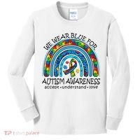 We Wear Blue For Autism Awareness Kids Long Sleeve Shirt thumb 0