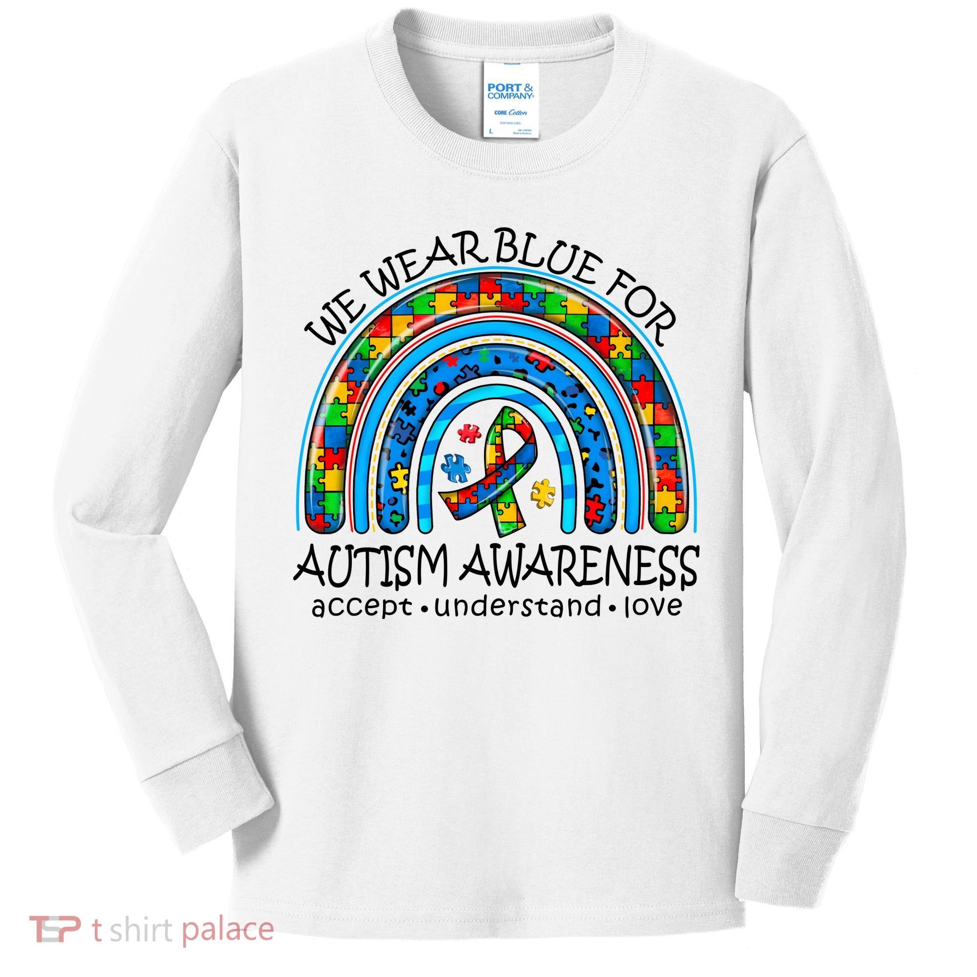 We Wear Blue For Autism Awareness Kids Long Sleeve Shirt