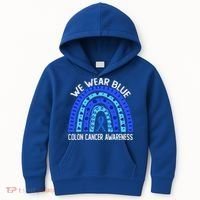 We Wear Blue Rainbow For Colon Cancer Awareness Meaningful Gift Kids Hoodie thumb 0