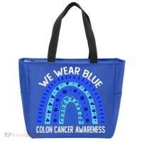 We Wear Blue Rainbow For Colon Cancer Awareness Meaningful Gift Tote Bag thumb 0