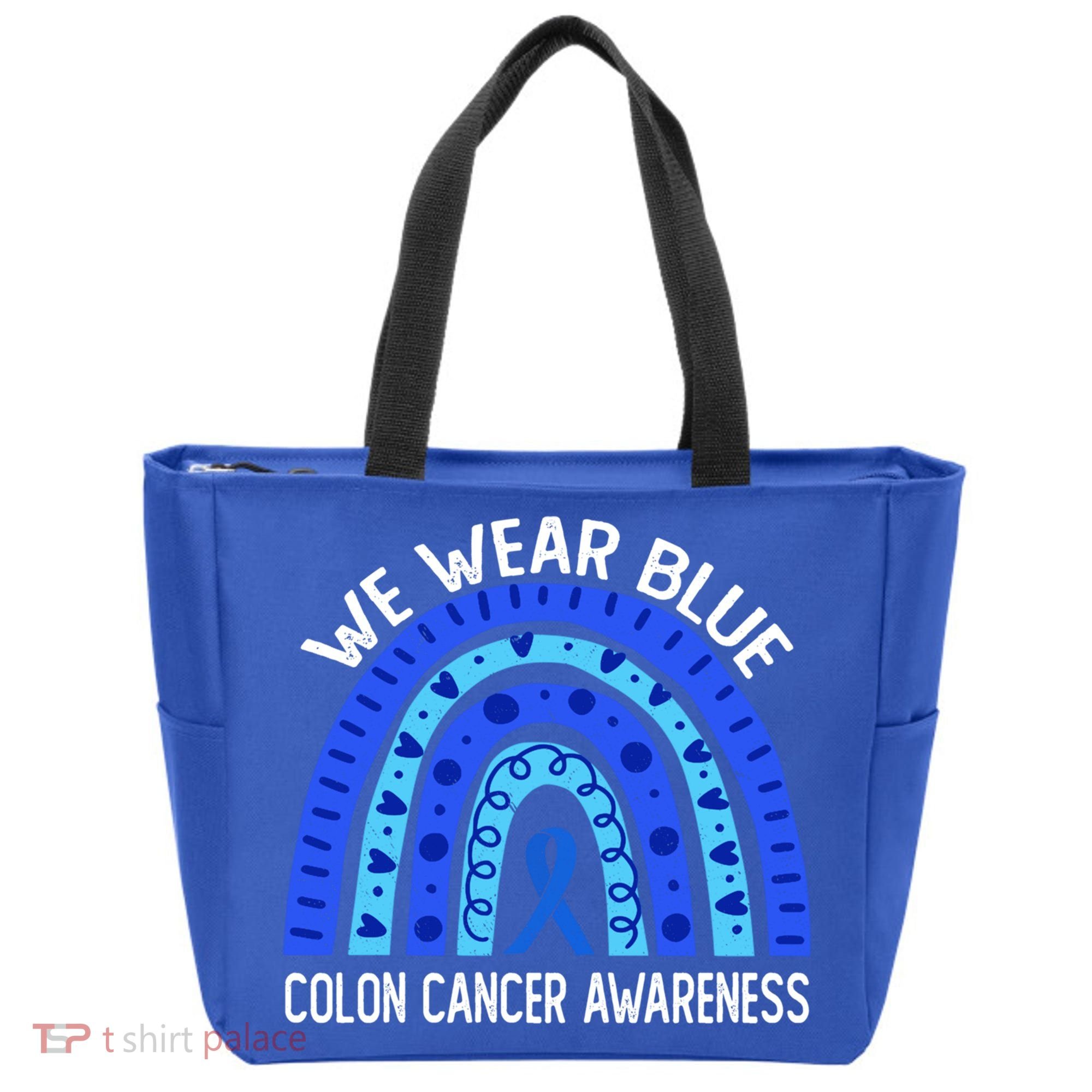 We Wear Blue Rainbow For Colon Cancer Awareness Meaningful Gift Tote Bag